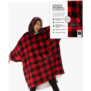 The Comfy Buffalo Plaid Cozy Soft Sherpa Wearable Blanket Oversized Fits All